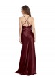 High Neck Halter Long Sleeveless Formal Stretch Satin Bridesmaid Dress / Prom Dress with Strappy Back for Sale