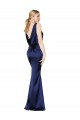 Sheath High Neck Formal Stretch Satin Bridesmaid Dress / Prom Dress Low Back for Sale
