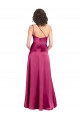 Sleek One Shoulder A-Line Long Formal Stretch Satin Bridesmaid Dress / Prom Dress with Spaghetti Straps Back for Sale
