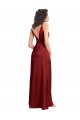 Faux Surplice Neckline Long Slim A-Line Formal Stretch Satin Bridesmaid Dress / Prom Dress for Sale