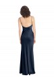 Cowl Neck Long Empire Waist Formal Stretch Satin Bridesmaid Dress with Open Back for Sale