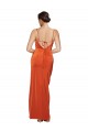 Front Cowl Neck Long Floor Length Formal Stretch Satin Bridesmaid Dress / Prom Dress with High Side Split for Sale
