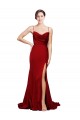 Cowl Front Neck Sweep Train Formal Stretch Satin Bridesmaid Dress / Prom Dress with High Side Split for Sale