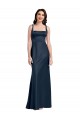 Square Neck A-Line Long Formal Stretch Satin Bridesmaid Dress / Prom Dress with Wide Straps for Sale