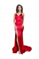 Mermaid Open Back Long Formal Stretch Satin Bridesmaid Dress / Prom Dress with High Slit for Sale