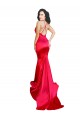 Mermaid Open Back Long Formal Stretch Satin Bridesmaid Dress / Prom Dress with High Slit for Sale