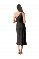 Sleek One Shoulder Midi Length Short Cocktail Formal Stretch Satin Slip Bridesmaid Dress / Prom Dress for Sale