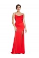 Low Back Cowl Neck Formal Stretch Satin Bridesmaid Dress / Prom Dress with High Side Slit for Sale