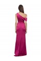 Off the Shoulder Short Sleeves Formal Stretch Satin Bridesmaid Dress / Prom Dress with Side Slit for Sale