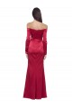 Long Sleeves Off the Shoulder Formal Stretch Satin Bridesmaid Dress / Prom Dress with High Side Split for Sale