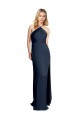 Halter Neckline Long Formal Stretch Satin Bridesmaid Dress / Prom Dress with Strappy Back and Side Slit for Sale