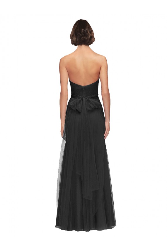 Long Tulle Bridesmaid Dress with Sweetheart Neckline and Belt for Sale