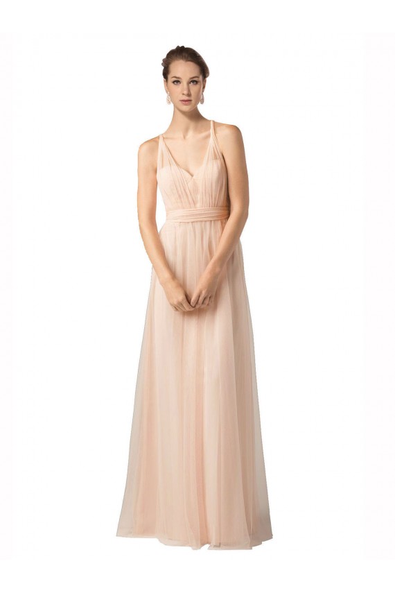 Sweetheart A-Line Tulle Bridesmaid Dress with Shirred Bodice for Sale