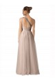 Illusion One Shoulder Tulle Bridesmaid Dress with Shirred Bodice for Sale