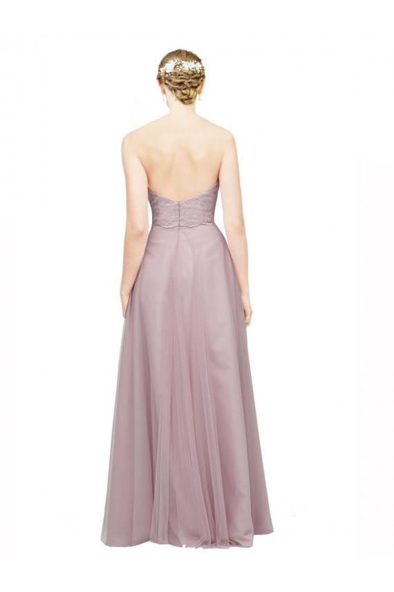 Sweetheart Neckline Long Tulle Bridesmaid Dress with Lace Bodice for Sale