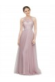 High Neck Long Tulle Bridesmaid Dress with Lace Bodice for Sale