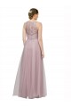High Neck Long Tulle Bridesmaid Dress with Lace Bodice for Sale