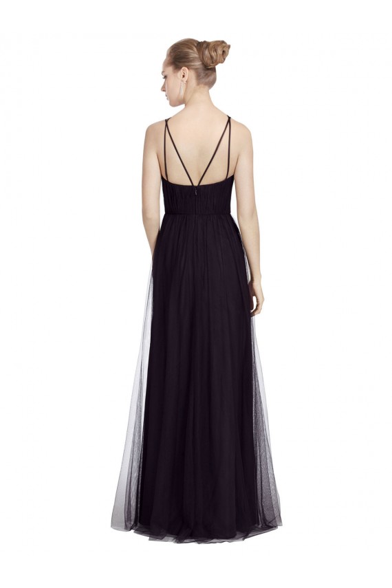 High Neck Long A-Line Tulle Bridesmaid Dress for Sale
