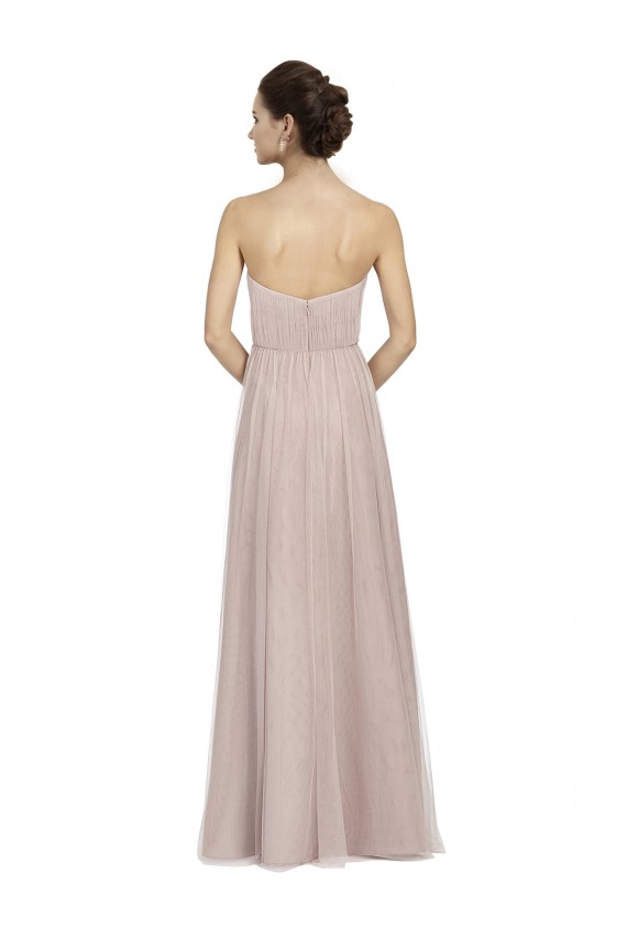 Long Strapless Tulle Bridesmaid Dress with Pleated Bodice for Sale