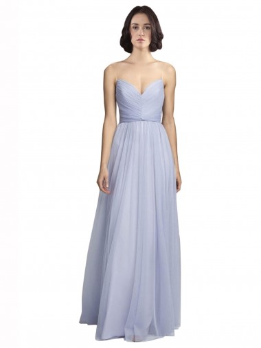 Spaghetti Strap Tulle Bridesmaids Dress with Ruched Bodice for Sale