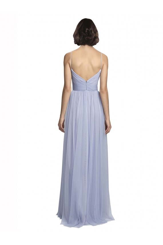 Spaghetti Strap Tulle Bridesmaids Dress with Ruched Bodice for Sale