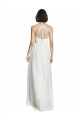 High Neckline Long Tulle Bridesmaid Dress with Illusion Front for Sale