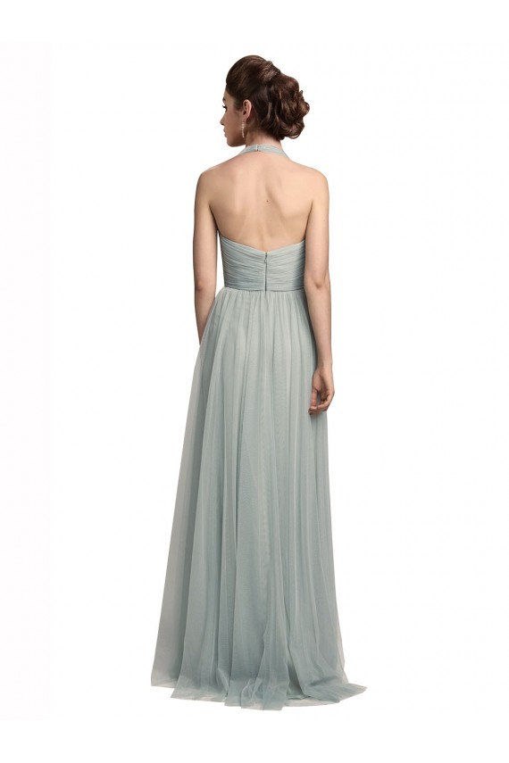 Halter Ruched Sweetheart Neckline Tulle Bridesmaid Dress for Sale