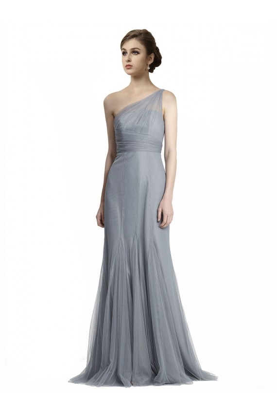 One Shoulder Tulle Fit and Flare Bridesmaid Dress for Sale