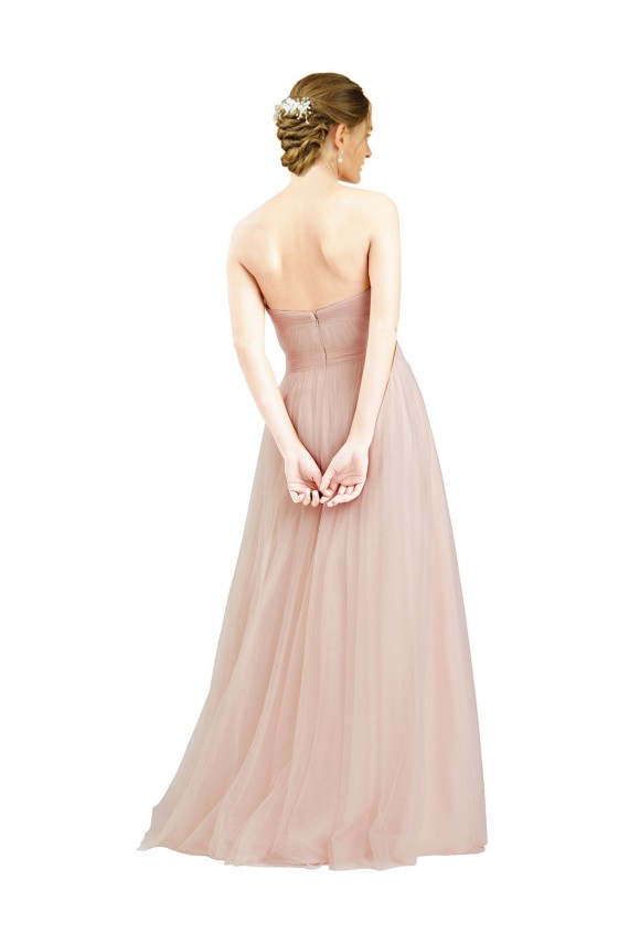 Floor Length Sweetheart Tulle Bridesmaid Dress with Open Back for Sale