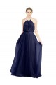 Long A-Line High Neck Halter Tulle Bridesmaid Dress for Sale