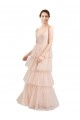 V-Neck A-Line Layered Long Tulle Bridesmaid Dress for Sale