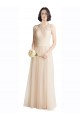 Full Length Tulle Bridesmaid Dress with Corded Lace Over Sweetheart Neckline for Sale
