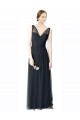 Long Tulle Bridesmaid Dress with Illusion Shoulder Straps and V-Back for Sale