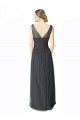 Long Tulle Bridesmaid Dress with Illusion Shoulder Straps and V-Back for Sale