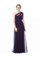 One Shoulder Long Tulle Bridesmaid Gown with Sheer Netting Strap for Sale