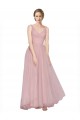Long Floor Length Wide Strap Plunge Cross Over Neckline Tulle Bridesmaid Dress for Sale