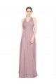 Ruffled Halter V-Neck Long Tulle Bridesmaid Dress with Pleats for Sale