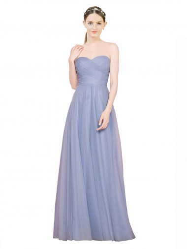 Strapless Sweetheart A-Line Tulle Bridesmaid Dress with Low Back for Sale