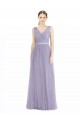 Wide Straps V-Neck Long Tulle Bridesmaids with Belt for Sale