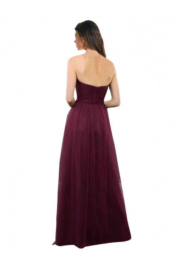 Strapless Tulle A-line bridesmaid dress with pleated top for Sale