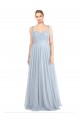 Sweetheart Spaghetti Straps Long Tulle Bridesmaid Dress with Criss Cross Back for Sale