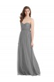 Shirred Strapless Bodice Long Tulle Bridesmaid Dress with Sweetheart Neckline for Sale