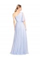 Flutter Sleeves One Shoulder Long Tulle Bridesmaid Dress for Sale