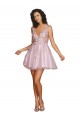 Sleeveless V-Neckline Short Cocktail Dress with Embellished Lace Appliques for Sale