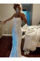 Long Spaghetti Straps Sleeveless Sweep Train Velvet Sequin Prom Dress for Sale
