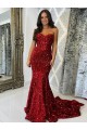 Sweetheart Sleeveless Long Court Train Velvet Sequin Prom Dress for Sale