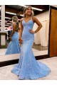Criss Cross Open Back V-Neck Sleeveless Long Velvet Sequin Prom Dress for Sale