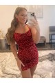 Spaghetti Straps Criss Cross Back Sleeveless Short Velvet Sequin Prom Dress for Sale