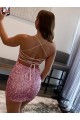Spaghetti Straps Sleeveless Short Velvet Sequin Prom Dress for Sale