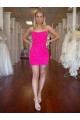 Spaghetti Straps Open Back Sleeveless Short Velvet Sequin Prom Dress for Sale